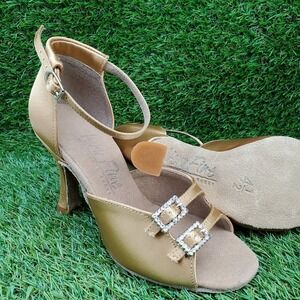 Very Fine CLC1620 SIZE 4.5 Women's Ballroom Latin Salsa Dance Shoes Gold Tan